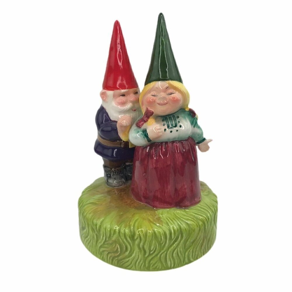 Vtg 70s Gorham Gnome Couple Rotating Music Box Sunshine of My Life Song